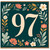 97th Birthday Card, Floral Number 97 Birthday Card
