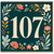 107th Birthday Card, Floral Number 107 Card