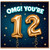 12th Birthday Card, OMG You're 12 Balloon Design