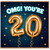 20th Birthday Card, OMG! You’re 20 Gold Balloon Star Design