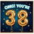 38th Birthday Card, OMG You're 38 Balloons Card