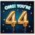 44th Birthday Card, OMG You're 40 Balloon Birthday Card