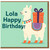 Personalised Llama Birthday Card for Lola - Cute Alpaca with Present - Kids Girls Greeting Card - Fun Illustrated Happy Birthday