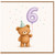 6th Birthday Card, Cute Teddy Bear Party Balloon Design