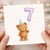 7th Birthday Card, Cute Teddy Bear with Number 7 Balloon