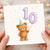 10th Birthday Card, Cute Teddy Bear with Balloons