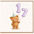 17th Birthday Card, Cute Teddy Bear with Party Hat and Number 17 Balloons