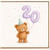 20th Birthday Card, Cute Teddy Bear with 20 Balloons