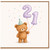 21st Birthday Card, Cute Teddy Bear with 21 Balloons
