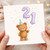 21st Birthday Card, Cute Teddy Bear with 21 Balloons