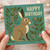 Happy Birthday Card - Hare Rabbit Illustration with Berries - Nature Inspired Cute Animal Greeting - Blank Inside - For Friends and Family
