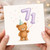 71st Birthday Card, Cute Teddy Bear with Balloons