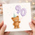 90th Birthday Card, Cute Teddy Bear Party Balloon Card