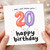 20th Birthday Card, Happy Birthday Card, Balloon Number 20 Card