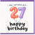 27th Birthday Card, Happy Birthday Balloon Number Card