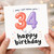 34th Birthday Card, Happy Birthday Balloon Numbers Card