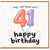 41st Birthday Card, Funny Happy Birthday Card for 41 Year Old