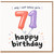 71st Birthday Card, Funny Happy 71st Birthday Card with Balloon Number Design