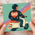 Cool Dad Scooter Card - Retro Biker Jacket Heart Design - Funny Father’s Day Card for Dad from Son or Daughter