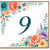 9th Birthday Card, Floral Number 9 Birthday Card