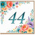 44th Birthday Card, Floral Number 44 Birthday Card