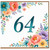 64th Birthday Card, Floral Number 64 Birthday Card