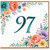 97th Birthday Card, Floral Watercolor Design