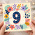 9th Birthday Card, Floral Number 9 Card