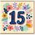 15th Birthday Card, Floral Number 15 Birthday Card