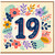 19th Birthday Card, Floral Number 19 Birthday Card
