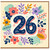26th Birthday Card, Floral Number 26 Design