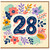 28th Birthday Card, Floral Number 28 Card