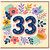 33rd Birthday Card, Colourful Floral Number 33 Card