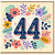 44th Birthday Card, Floral Number 44 Birthday Card