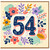54th Birthday Card, Colourful Floral 54 Birthday Card