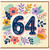 64th Birthday Card, Floral Number 64 Card