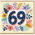 69th Birthday Card, Colourful Floral 60 Card