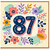 87th Birthday Card, Colourful Floral Celebration Card