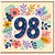 98th Birthday Card, Floral Number 98 Birthday Card