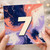 7th Birthday Card, Abstract Marbled Number 7 Card