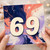 69th Birthday Card, Abstract Colour Splash Design