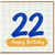 22nd Birthday Card, Blue Hand - Painted Number 22 Happy Birthday Card
