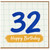 32nd Birthday Card, Happy Birthday Card, Blue Hand - Painted Number Design