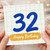 32nd Birthday Card, Happy Birthday Card, Blue Hand - Painted Number Design