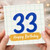 33rd Birthday Card, Blue Number 33 Happy Birthday Card