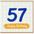 57th Birthday Card, Blue Hand - Painted Number 57 Happy Birthday Card