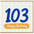 103rd Birthday Card, Blue Hand - Painted Number Happy Birthday Card
