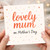 Lovely Mum on Mother's Day Card - Sweet Hearts Design - Mother's Day Greeting Card for Mum
