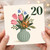 20th Birthday Card, Floral Vase Design