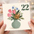 22nd Birthday Card, Floral Bouquet Design for 22 Year Old